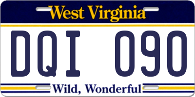 WV license plate DQI090