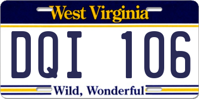 WV license plate DQI106