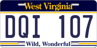 WV license plate DQI107