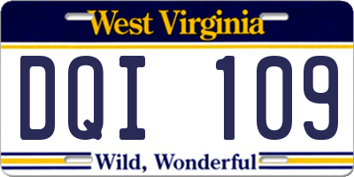 WV license plate DQI109