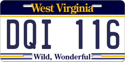 WV license plate DQI116