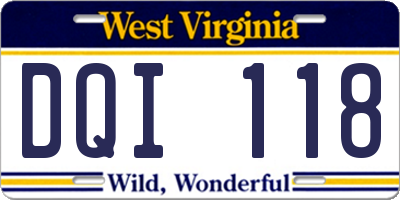 WV license plate DQI118