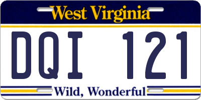 WV license plate DQI121