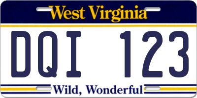 WV license plate DQI123
