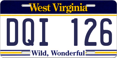 WV license plate DQI126