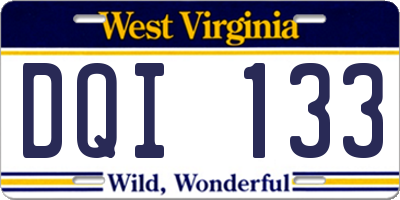 WV license plate DQI133