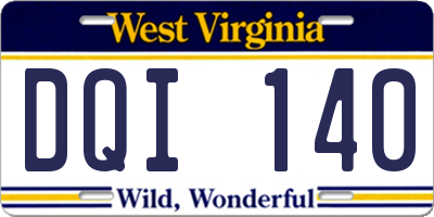 WV license plate DQI140