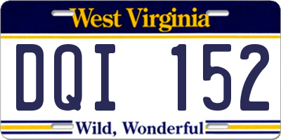 WV license plate DQI152