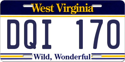 WV license plate DQI170