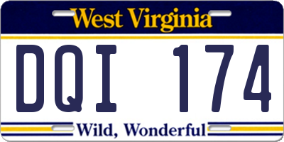 WV license plate DQI174