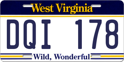 WV license plate DQI178