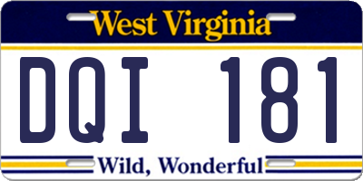 WV license plate DQI181