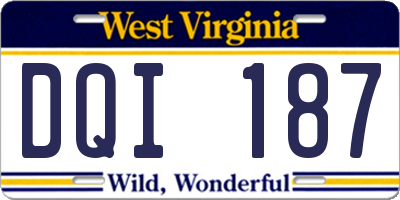 WV license plate DQI187