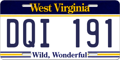 WV license plate DQI191