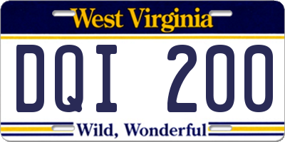 WV license plate DQI200
