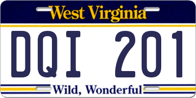 WV license plate DQI201