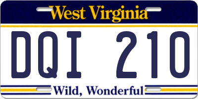 WV license plate DQI210