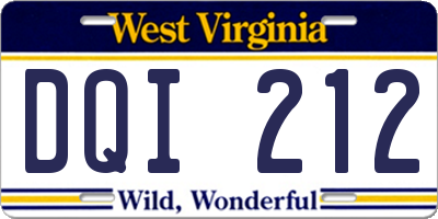 WV license plate DQI212
