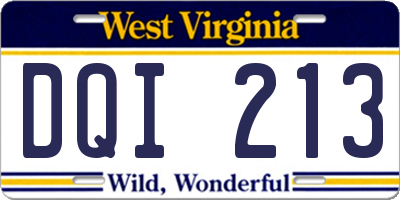 WV license plate DQI213