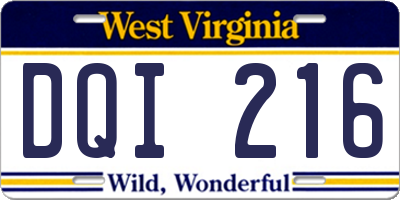 WV license plate DQI216