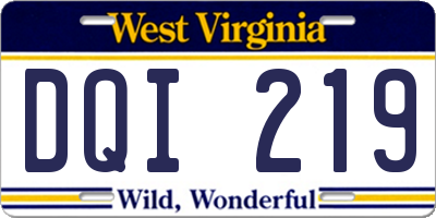 WV license plate DQI219