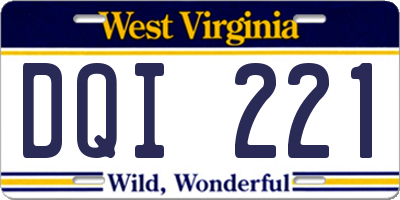 WV license plate DQI221