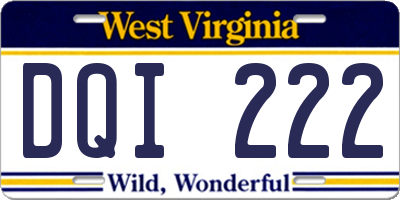 WV license plate DQI222