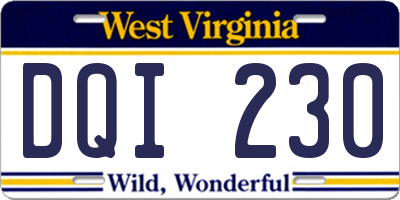 WV license plate DQI230