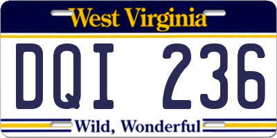 WV license plate DQI236