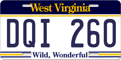 WV license plate DQI260