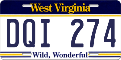 WV license plate DQI274