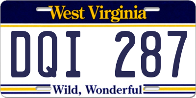WV license plate DQI287
