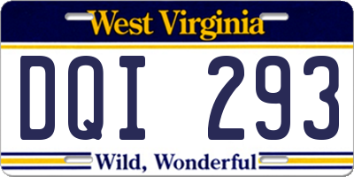WV license plate DQI293