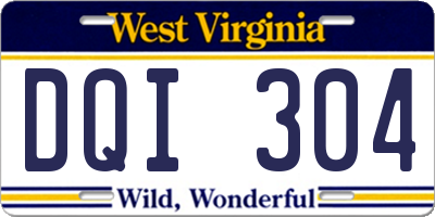 WV license plate DQI304