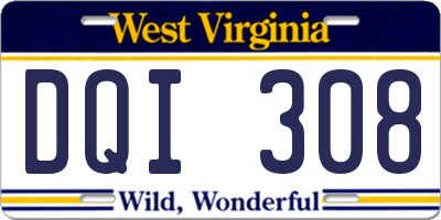 WV license plate DQI308