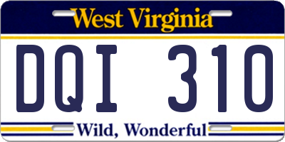 WV license plate DQI310