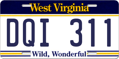 WV license plate DQI311