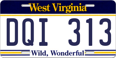 WV license plate DQI313