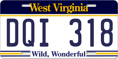 WV license plate DQI318