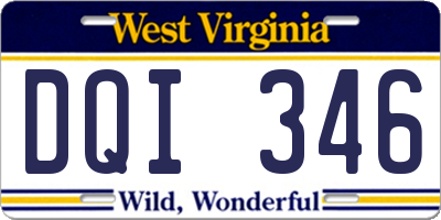 WV license plate DQI346