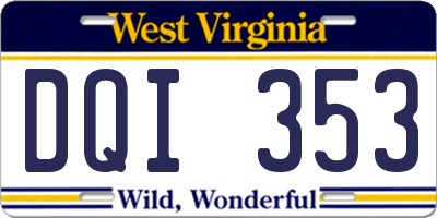 WV license plate DQI353