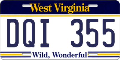 WV license plate DQI355