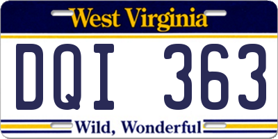 WV license plate DQI363