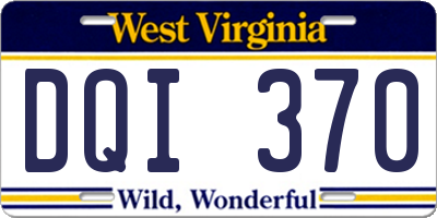 WV license plate DQI370