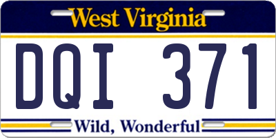 WV license plate DQI371