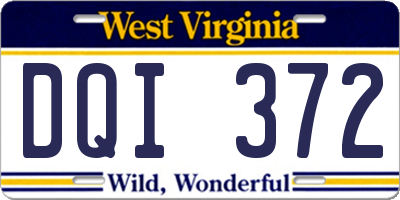 WV license plate DQI372