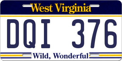 WV license plate DQI376