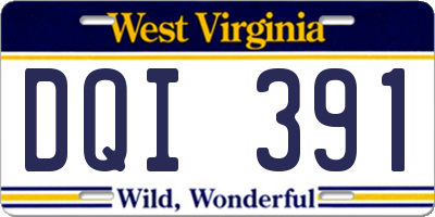 WV license plate DQI391