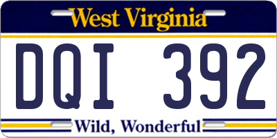 WV license plate DQI392
