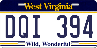 WV license plate DQI394